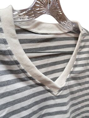 NEW Grey and White Striped Long Sleeve Top - Misses Small